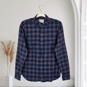 Everlane Men The Brushed Flannel Long Sleeve Shirt Blue Plaid Size XS NWT